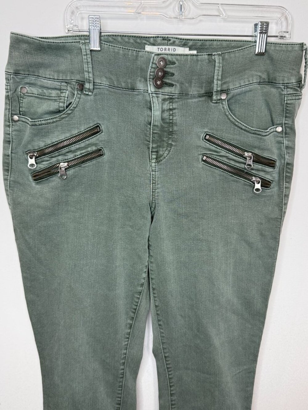 Torrid Jegging Jeans Womens 18R Green Zip Pocket Stretch Skinny High Rise - Picture 3 of 14